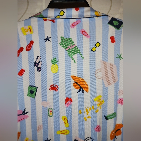 Kate Spade Aqua Stripe Pajamas Set PJ Shirt + Shorts Sleepwear KS12601T - Picture 11 of 16
